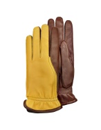 Pineider Mens Two-Tone Deerskin Leather Gloves w/