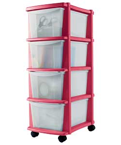 Pink 4 Drawer Tower Plus 4 Shoeboxes