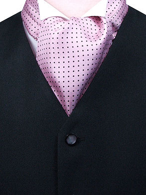 Pink Black Polka Dot Silk Self-Tie Cravat