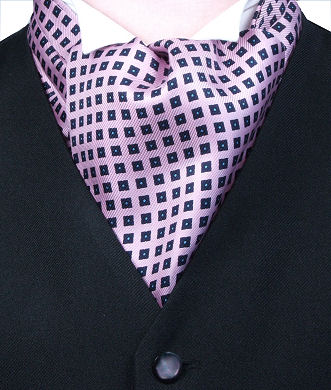 pink Blue Squares Self-Tie Silk Cravat