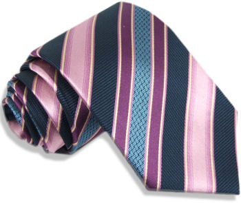 pink Blue Yellow D/Stripe Silk Tie