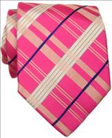 pink Check Silk Tie by Simon Carter