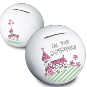 PINK Christening Church Moneybox