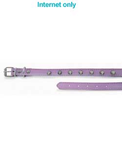 pink Dog Collar with Studs - 13in