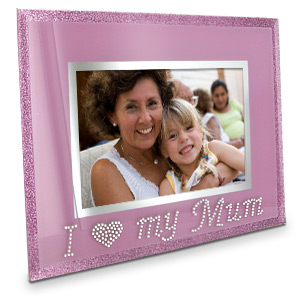 PINK Glitter I Love My Mum Photo Frame