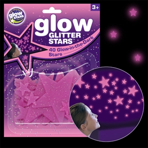 PINK Glow in the Dark Glitter Stars