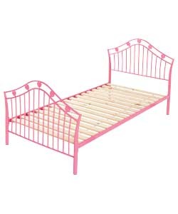 PINK Hearts Single Bedstead with Trizone Mattress