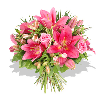 Pink Lily and Rose   Vase - flowers