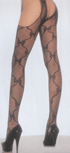 Bow Lace Suspender Tights- Black- One Size