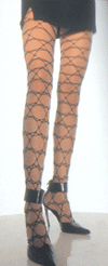 Geometric Net Tights with Lycra- Black- One Size