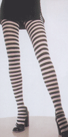 Nylon Stripe Tights- One Size- Black Green