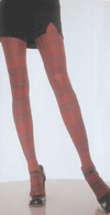Pink Piranha Paper Print Plaid Tights- Blue- One Size