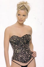 Pink Piranha Satin Tapestry Corset- Black- Large