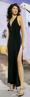 Pink Piranha Side Slit Long Dress- Black- One Size