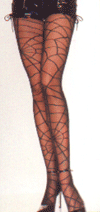 Pink Piranha Spiderweb Sheer Tights- Black- One Size