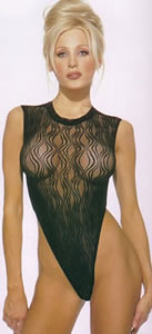 Swirl Lace Bodysuit- Black- One Size