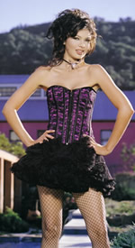 Pink Piranha Zipper Front Lace Corset- Large- Black Purple