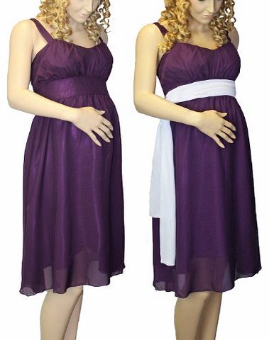 Pink Pixie Maternity Pregnancy Party Evening Occasion Dress (UK 12, Plum)