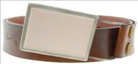Pink Rectangle - Brown Leather Belt by Jon Wye