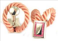 Pink Rope Wrap Cufflinks by Babette Wasserman