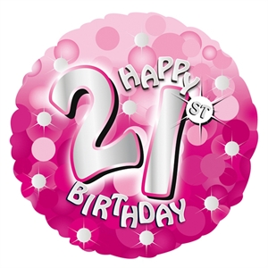 PINK Sparkle Happy 21st Birthday Balloon