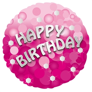 PINK Sparkle Happy Birthday Balloon