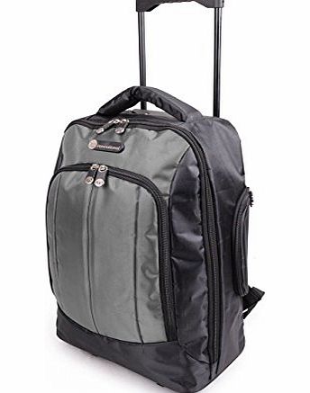 PinkWebShop 30 Litre Wheeled Back Pack Rucksack 3 External Pockets Led Torch Grey Trim