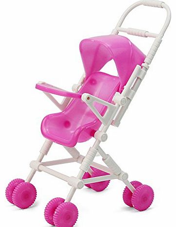 Cute Plastic Baby Carriage Stroller Trolley For Barbie Doll Nursery Furniture