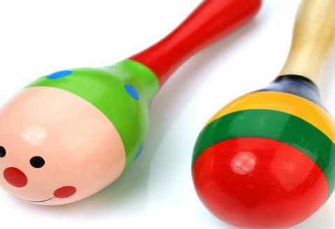 2 Wooden Wood Maraca Rattles Shaker Percussion Kid Baby Musical Toy Favor Gift