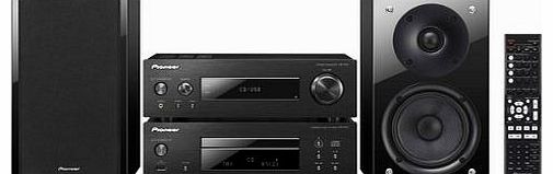 Pioneer P1DAB-K Compact Component Hi-Fi System with CD, iPod/iPhone Playback, DAB Radio, Front USB and 75W Gloss Black Speaker - Black