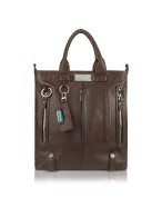 Piquadro Lounge - Double Handle Leather Zip Tote Bag
