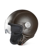 Piquadro Open Face Dark Brown Leather Helmet w/Visor