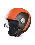 Piquadro Open Face Two-tone Leather Helmet w/Visor