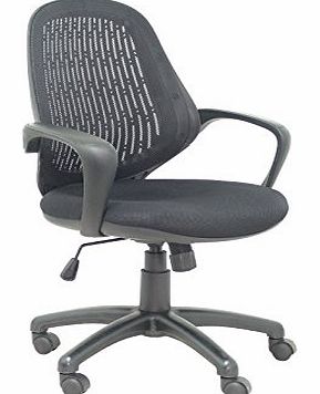 Piqueras y Crespo  Model Tiriez - Ergonomic office chair with tilt mechanism and adjustable in height - Mesh backrest and seat upholstered in fabric ARAN black color