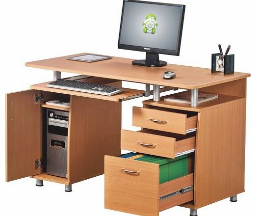 Piranha PC2b Large Computer Desk with 3 Drawers and a Cabinet