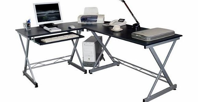 Piranha Trading Piranha PC9g Large Black Corner Computer Desk