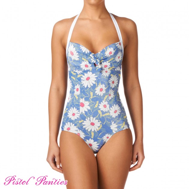 Pistol Panties Womens Pistol Panties Jane Swimsuit - Blue Daisy