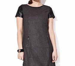 PIT Black cotton blend mosaic print dress