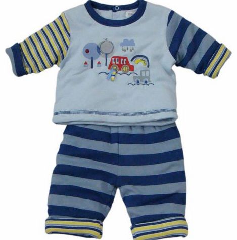 Pitter Patter Padded Baby Boys 0-9 Months 2pc Set Supersoft Cotton. 6-9 months