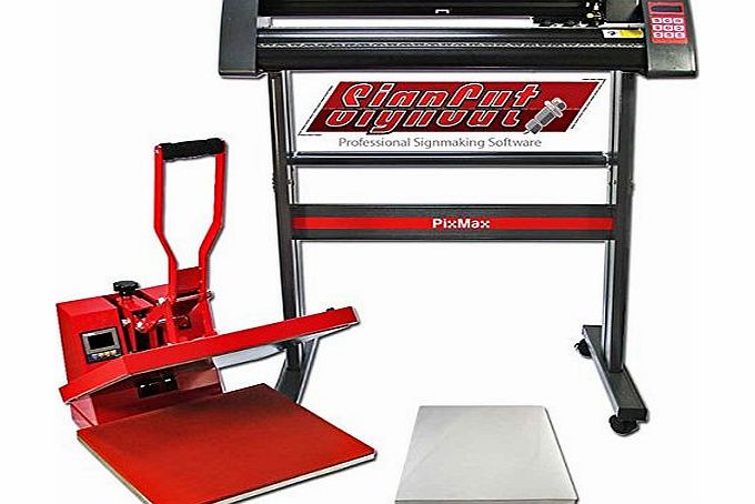 PixMax Vinyl Cutter Plotter Sublimation Heat Press Set / Flat Clam Press Signcut Pro