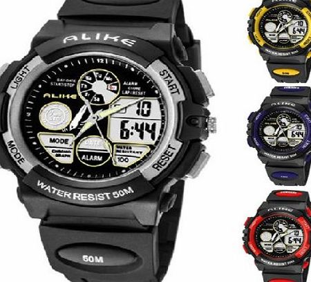 Pixnor ALIKE AK5109 50M Waterproof Sport Mens Digital Wrist Watch with Date /Alarm /Timer /Night Light (Sil