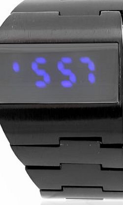 Pixnor HZ38 Fashion Blue LED Light Date Display Mens Metal Digital Wrist Watch (Black)