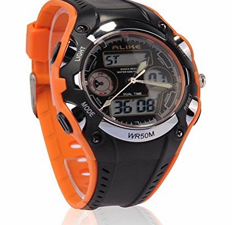 Pixnor  Alike AK9132 Waterproof Students Childrens Wrist Watch (Orange Black)