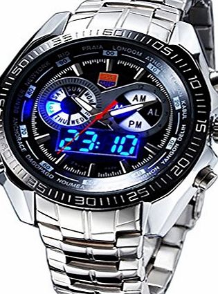 TVG KM-468 100M Waterproof Mens Dual Time Display Sports Digital Quartz Watch with Date /Alarm /LED 