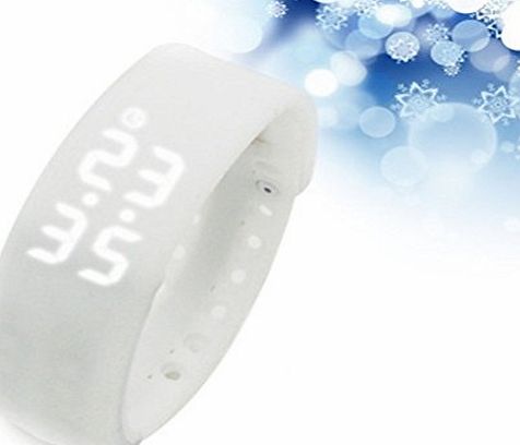 Pixnor Unisex Waterproof 3D Sensor LED Calorie Pedometer USB Sports Smart Bracelet Watch Sleep Monitor for Sports Fitness (White)