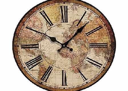 Pixnor Vintage Retro World Map Novelty Big Digital Clock Decorative Wall Clocks