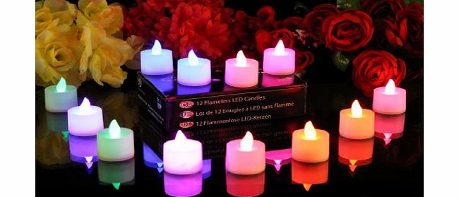 Set of 12 Colour Changing LED Candles, Mood Lights for Festivals