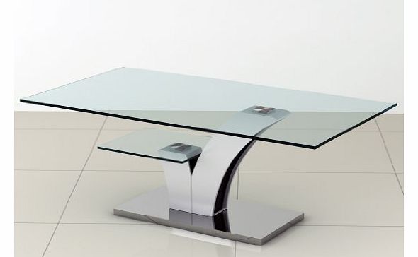 PKL Leisure Contemporary Clear Glass Coffee Table with White Gloss Legs 