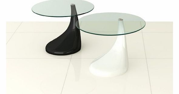 New Contemporary High Gloss Glass Coffee / Side Table in white