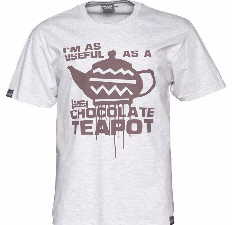 Plain Lazy Mens Chocolate Tea Pot T-Shirt Ash Marl